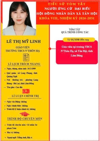 TIỂU SỬ TÓM TẮT NGƯỜI ỨNG CỬ ĐẠI BIỂU HỘI ĐỒNG NHÂN DÂN XÃ TÂN HỘI